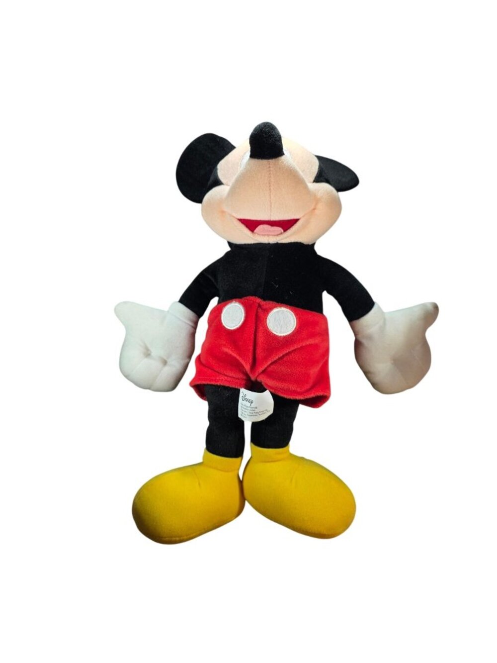 Disney Mickey Mouse Plush Toy 14" Red Shorts Black Body Yellow Shoes Soft